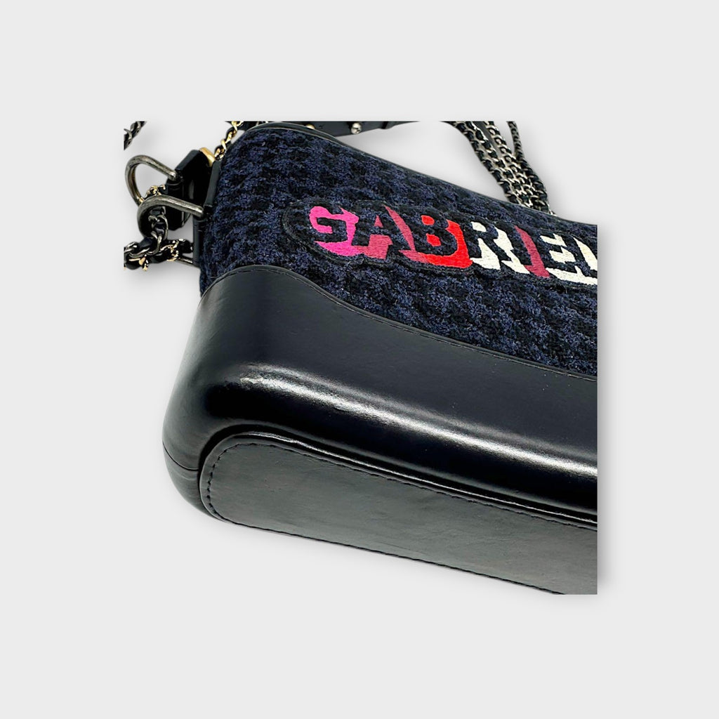 CHANEL Small Hobo Chain Shoulder Bag Gabrielle Tweed