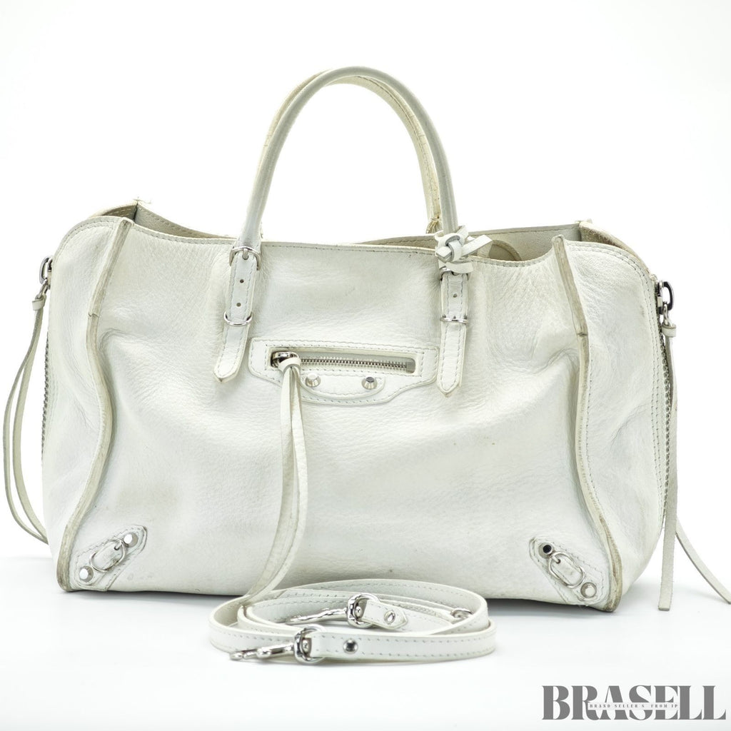 BALENCIAGA 2-Way Handbag Shoulder Bag Paper A4 370926 Ivory Women's