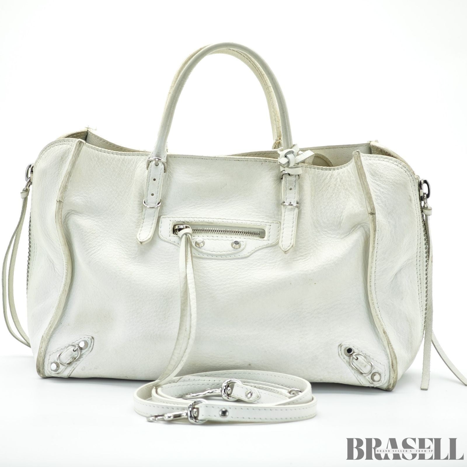 BALENCIAGA 2-Way Handbag Shoulder Bag Paper A4 370926 Ivory Women's