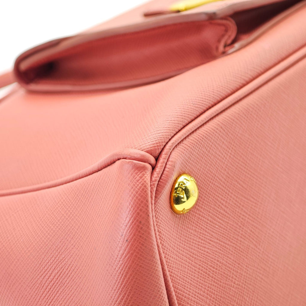 PRADA Saffiano Leather Galleria 2-Way Handbag/Tote Bag Pink with Shoulder Strap