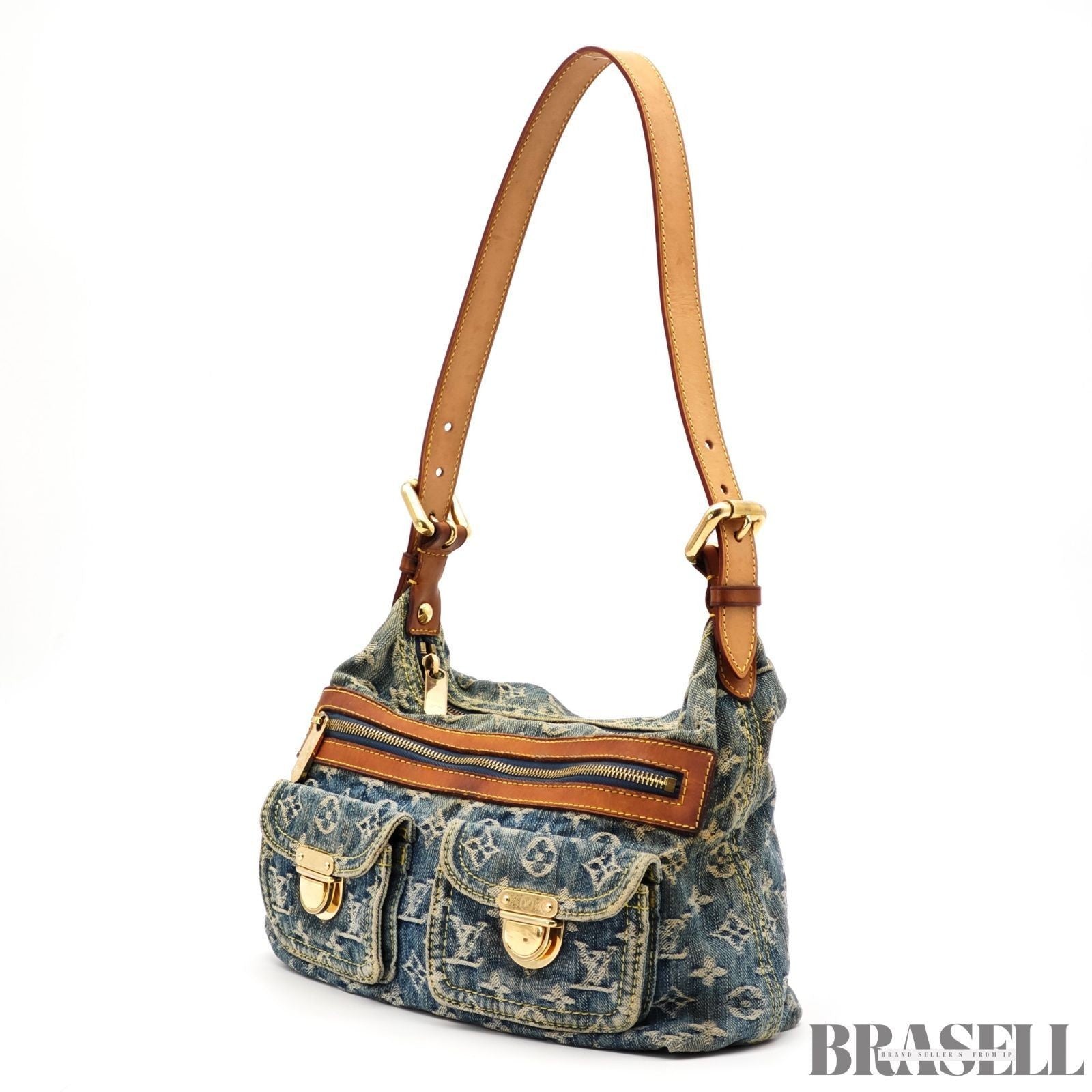 LOUIS VUITTON Buggy PM Shoulder Bag Monogram Denim Leather Blue M95049 France