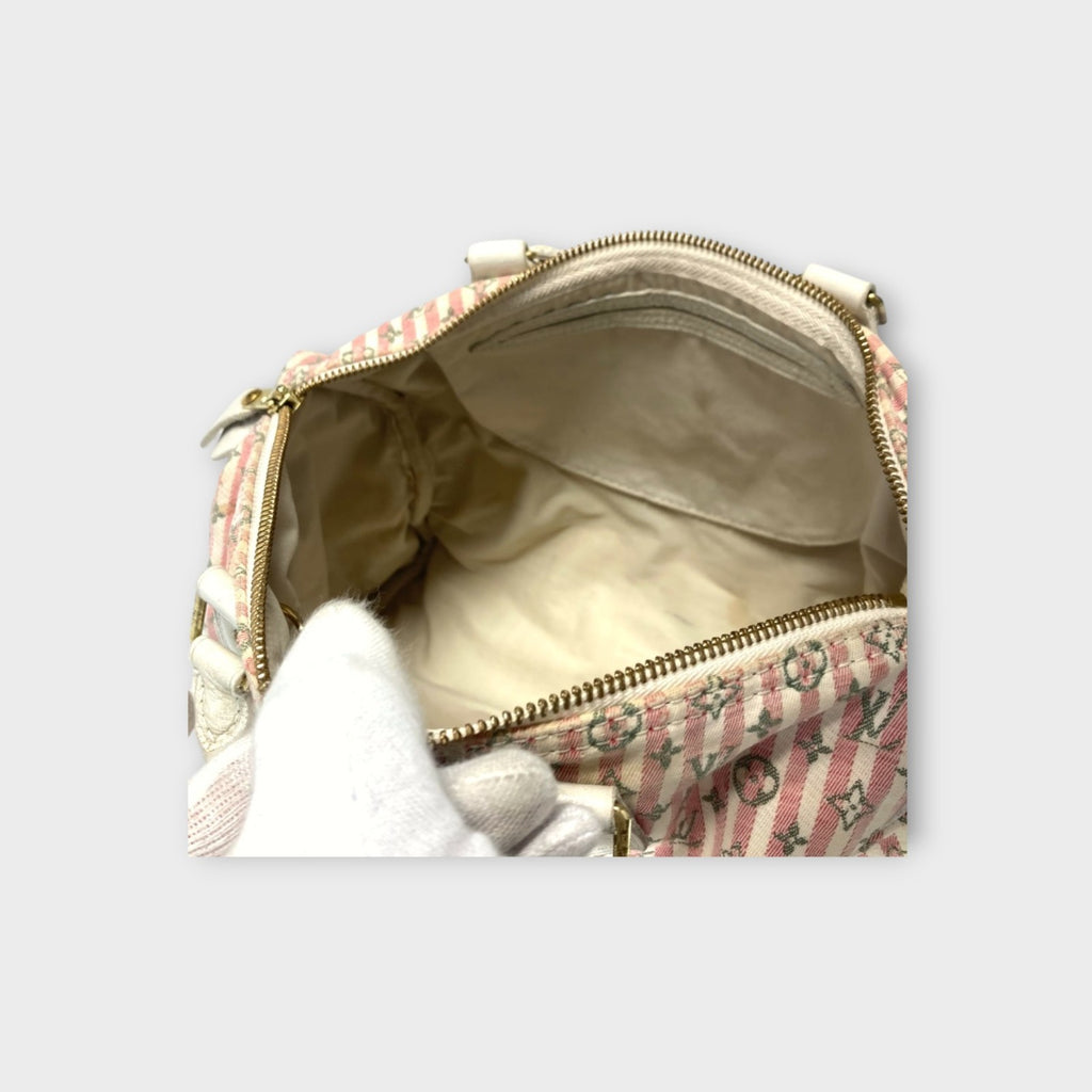 Louis Vuitton Monogram Mini Lin Croisette Speedy 30 Handbag Pink White M95501【B】