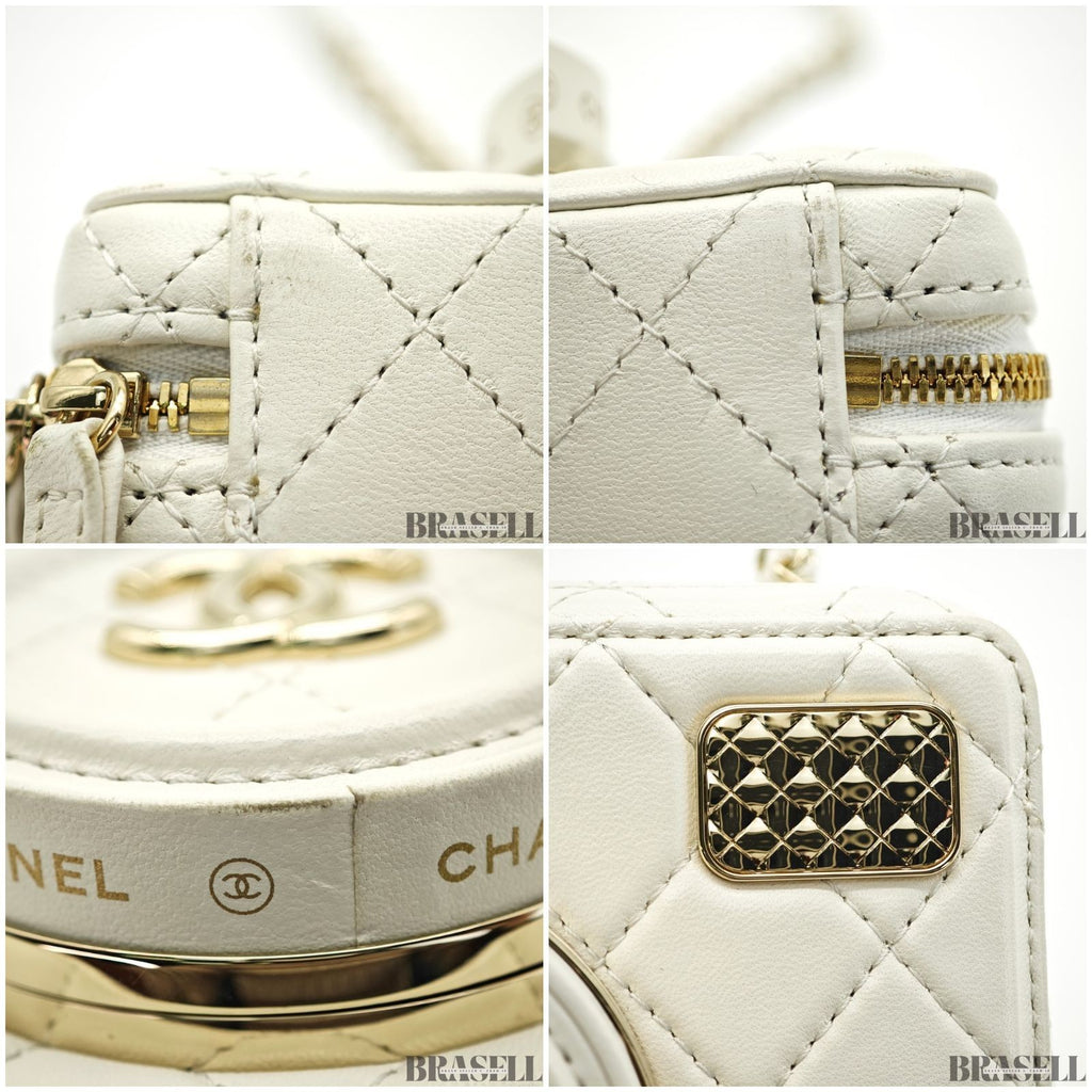 Chanel Matelassé Camera Bag AS4817 Shoulder Bag Compact With Mirror White