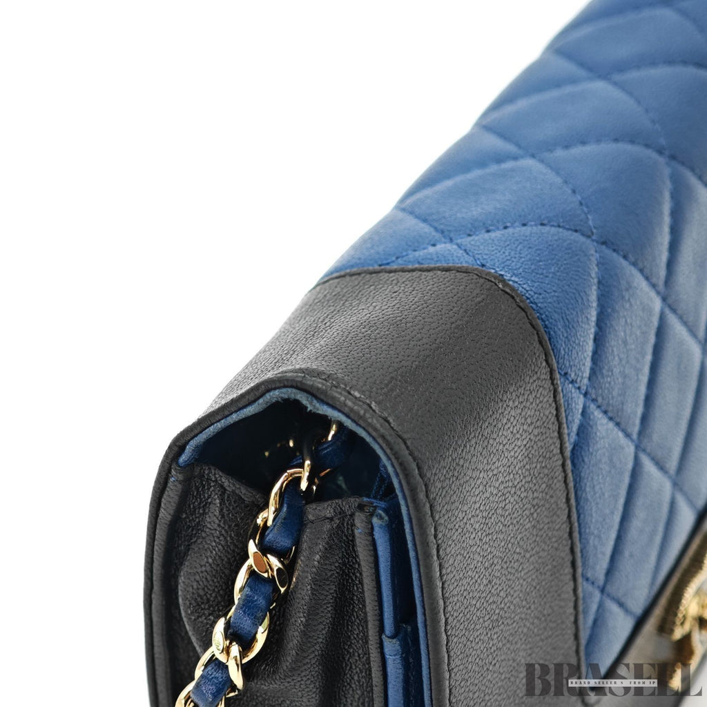 CHANEL CC Chain Wallet Shoulder Bag Black Blue Women's with Guarantee Card