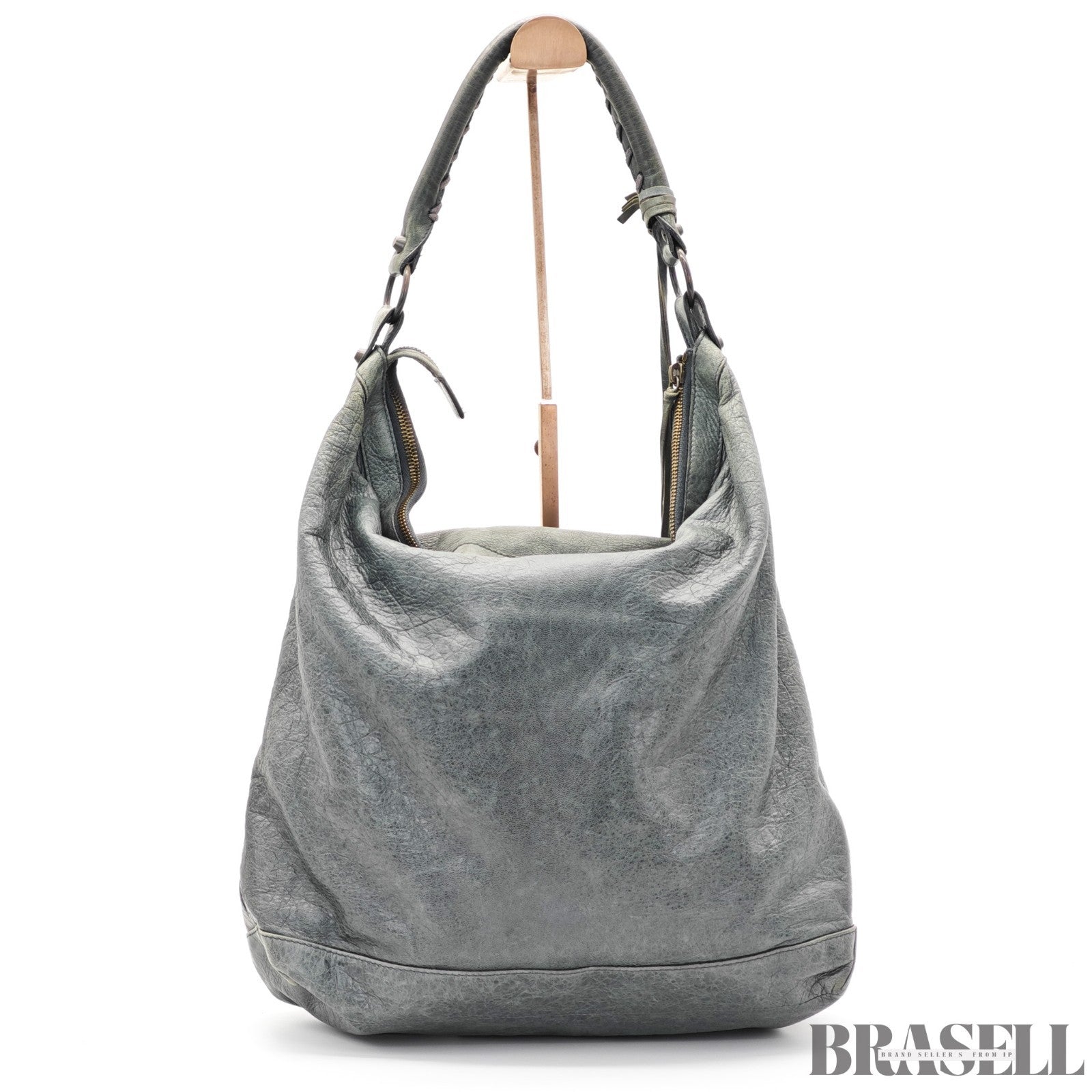 BALENCIAGA The Day Shoulder Bag Leather Hobo Bag Black