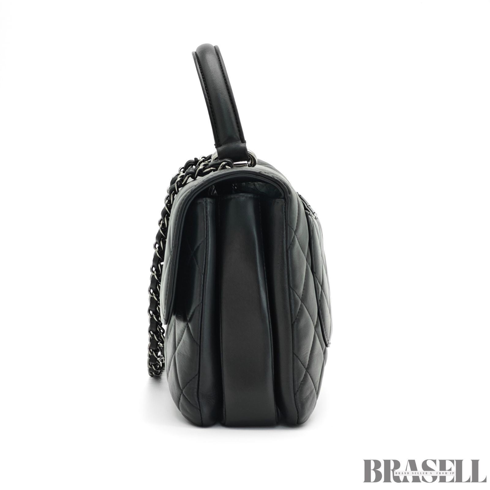 Chanel Top Handle Flap A92236 Y60767 94305 Shoulder Bag Handbag 2Way Black