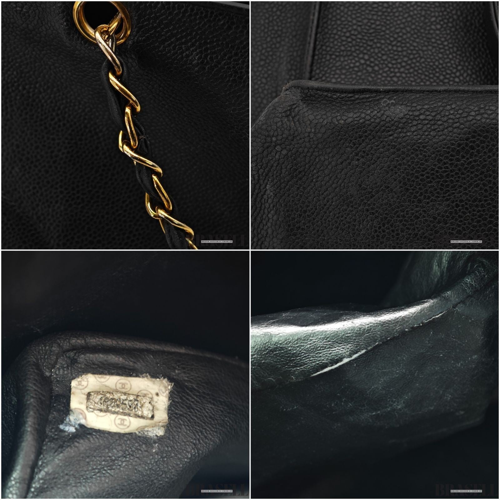CHANEL Lambskin Chain Tote Bag Large CC Logo Chain Shoulder Business Tote Black