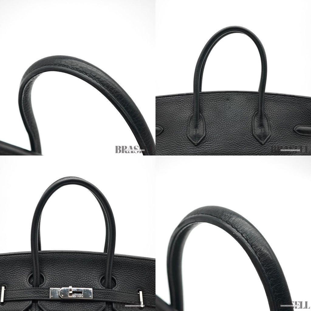 HERMES Birkin 35 Hand Bag Tote Bag Black Noir Taurillon Clemence Women