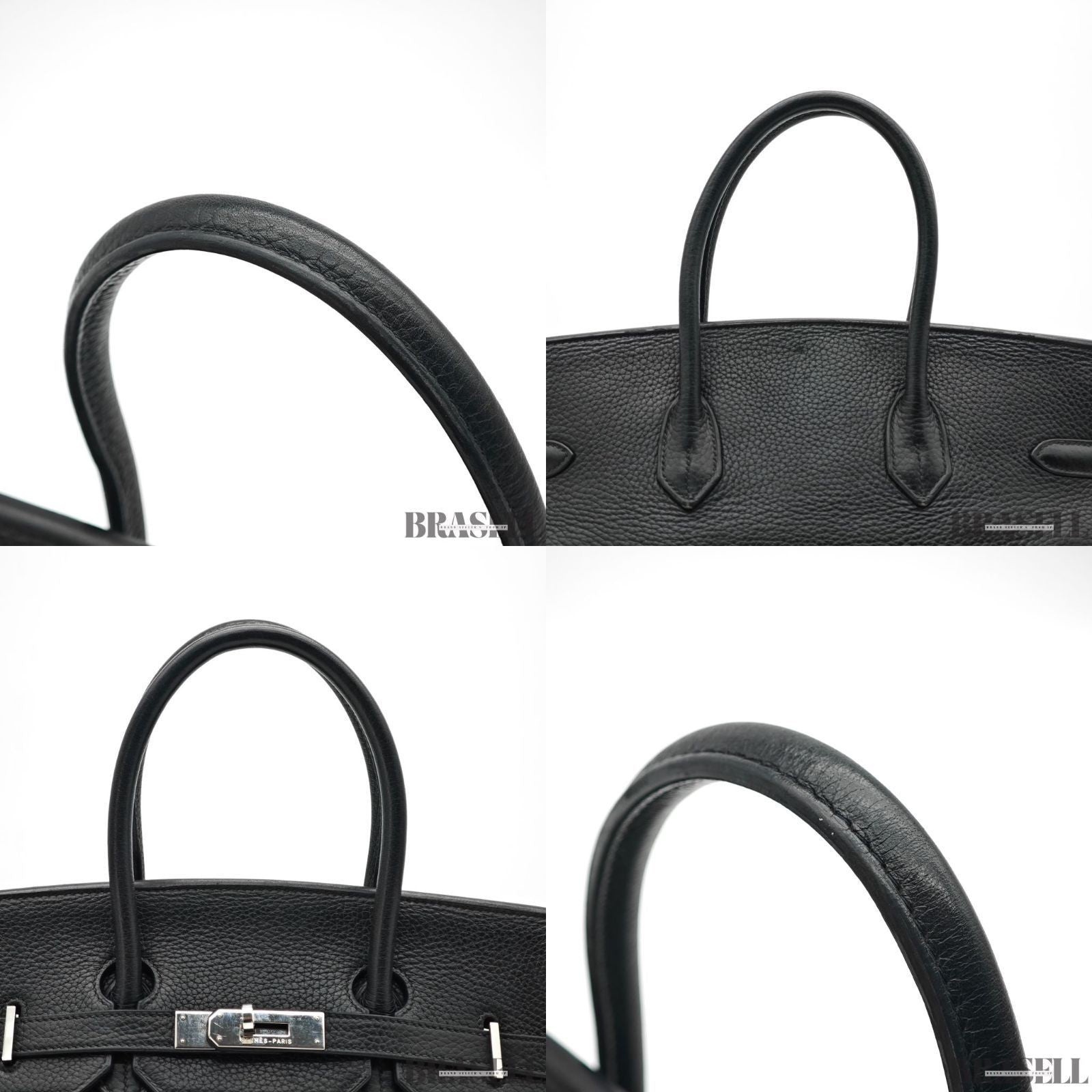 HERMES Birkin 35 Hand Bag Tote Bag Black Noir Taurillon Clemence Women