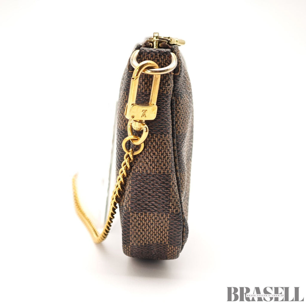 LOUIS VUITTON Damier Ebene Mini Pochette Accessoires Pouch N58009 Auth Brown