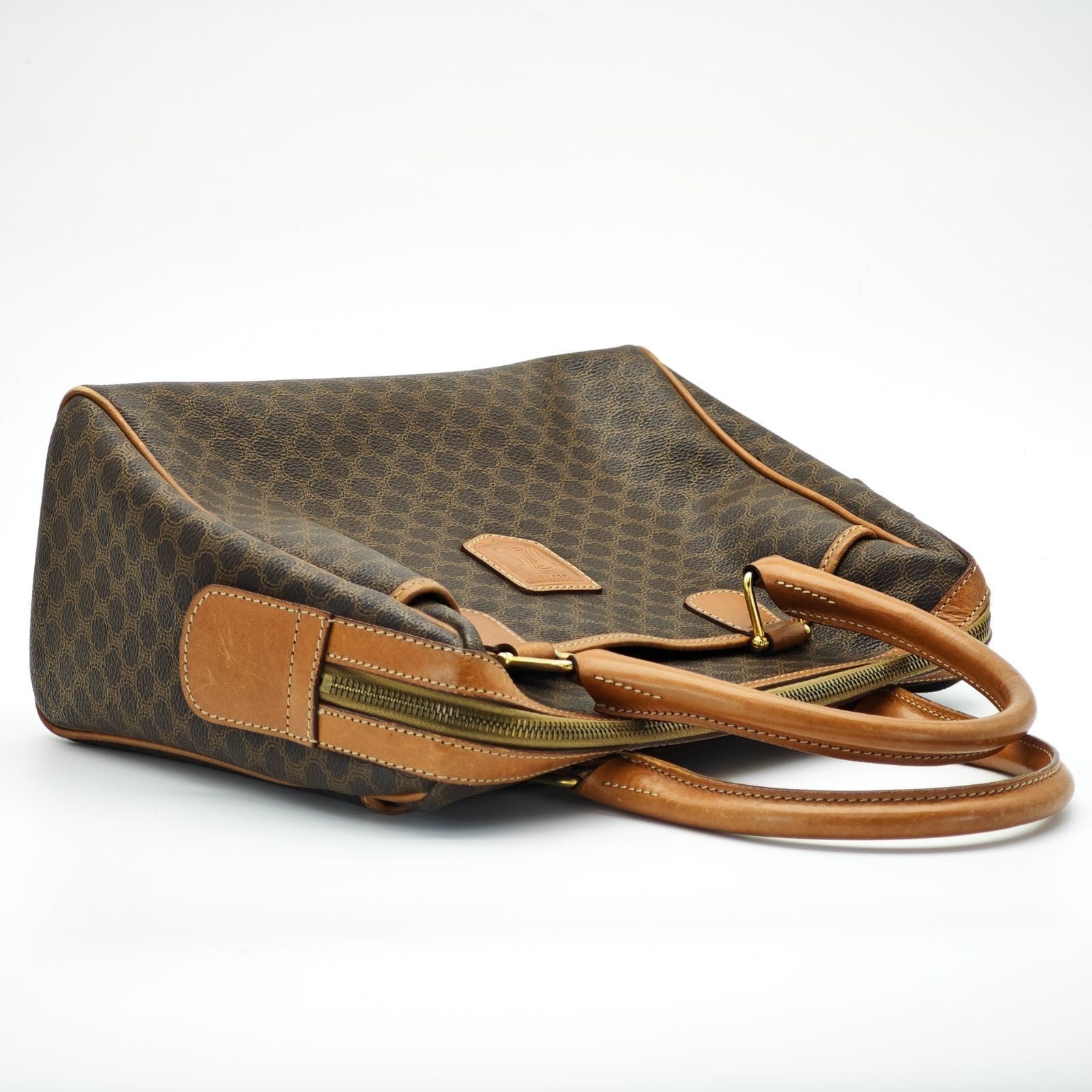CELINE Macadam Handbag Mini Boston Bag Brown Women's