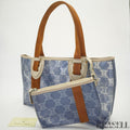 CELINE Macadam Tote Bag with Pouch Blue Women’s