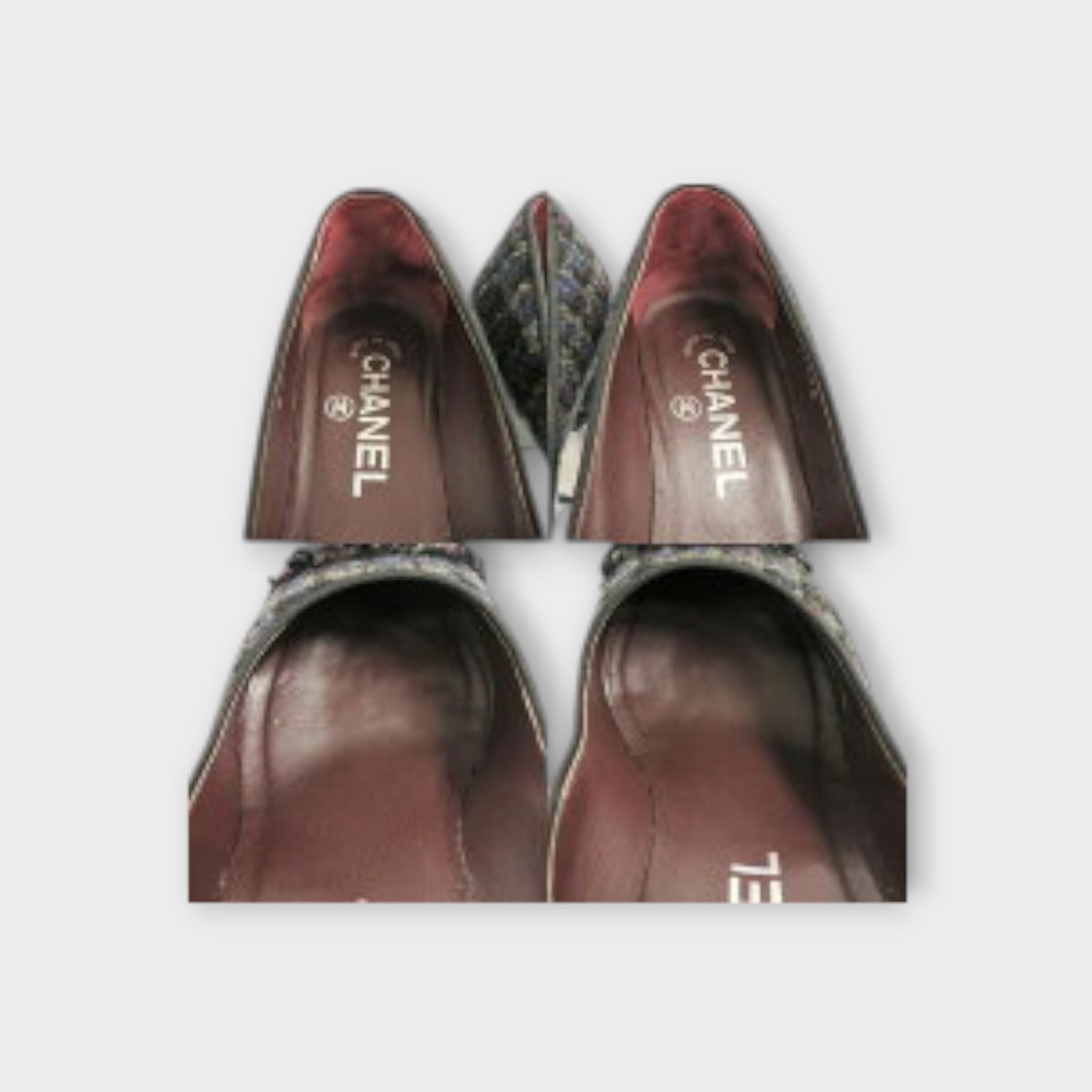 CHANEL Tweed Pumps G27495 Size 34.5 (21.5cm) Black with Coco Mark