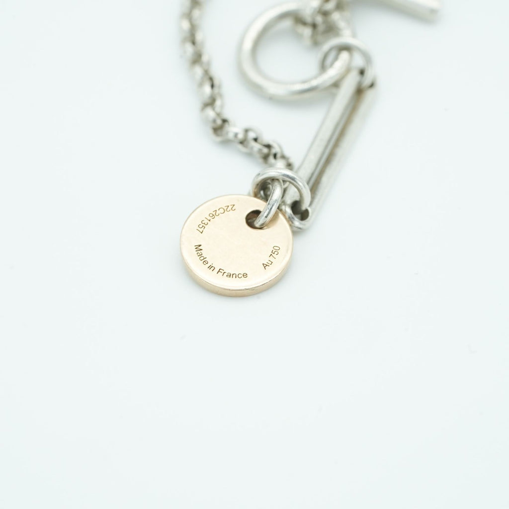 HERMES Ex Libris MM Necklace Coin Silver for Women' Men's