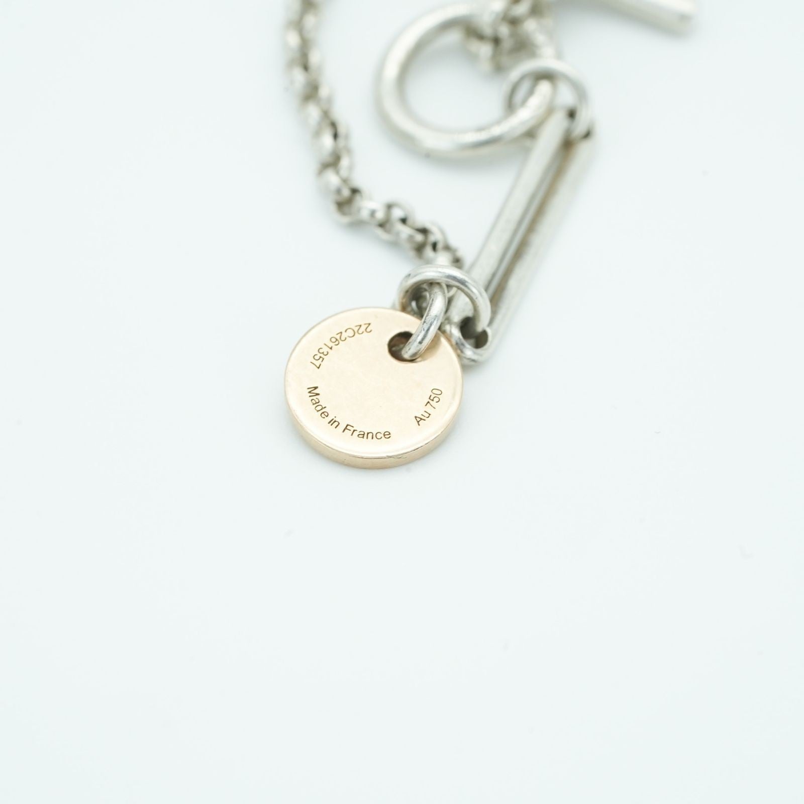 HERMES Ex Libris MM Necklace Coin Silver for Women' Men's