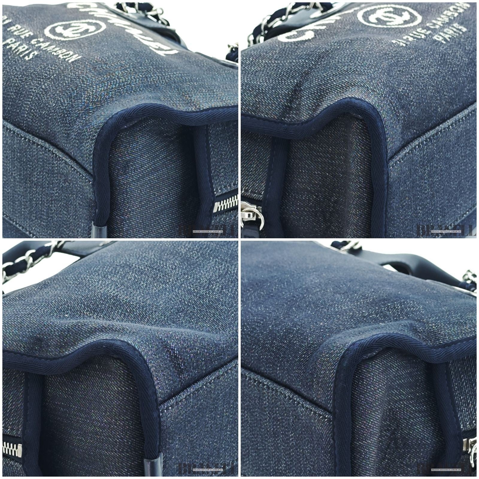 Chanel Deauville Line Bowling Bag A92749 Handbag Chain Tote Bag Denim Blue