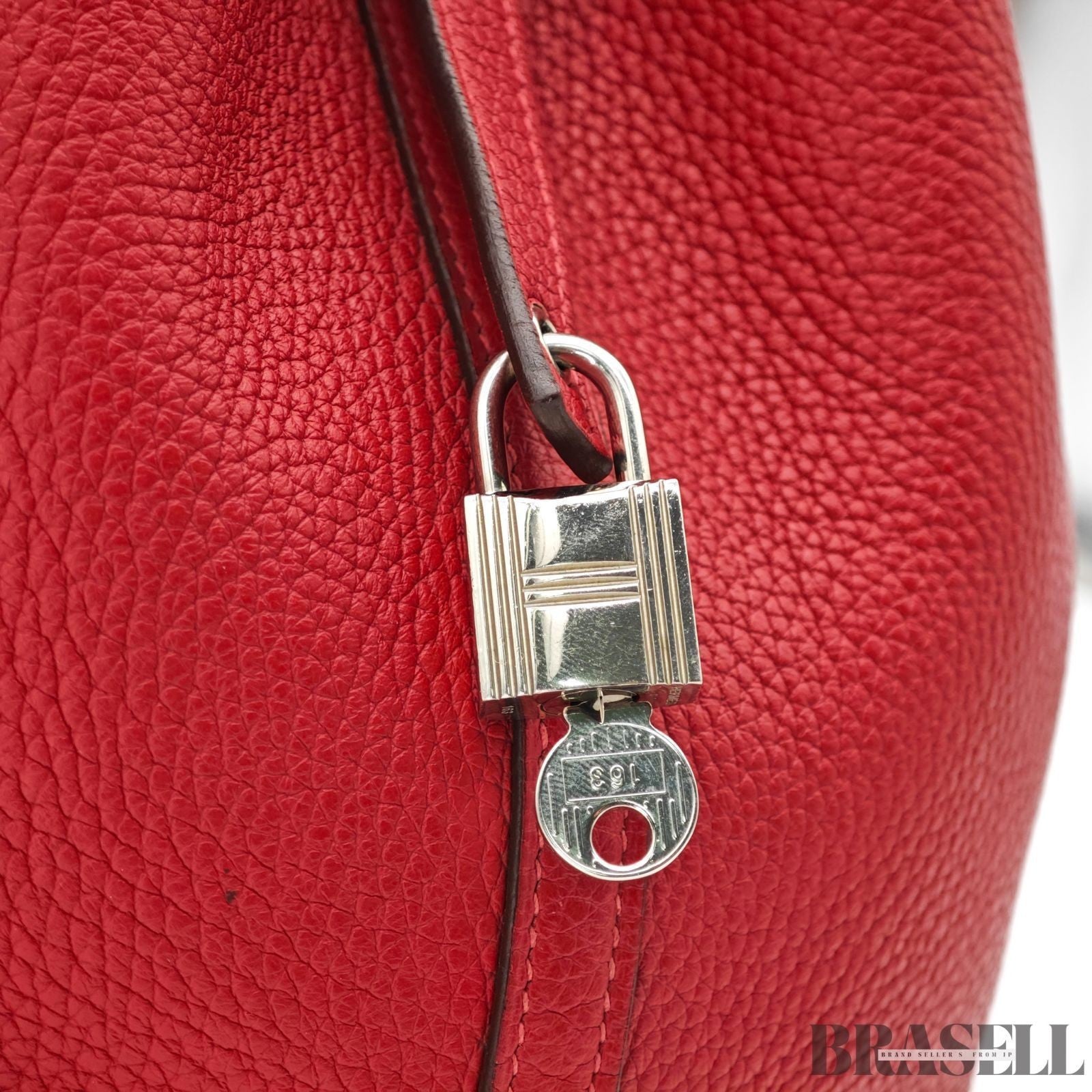 HERMES Picotin Lock MM Handbag Rose Extreme Clemence Leather Silver Hardware