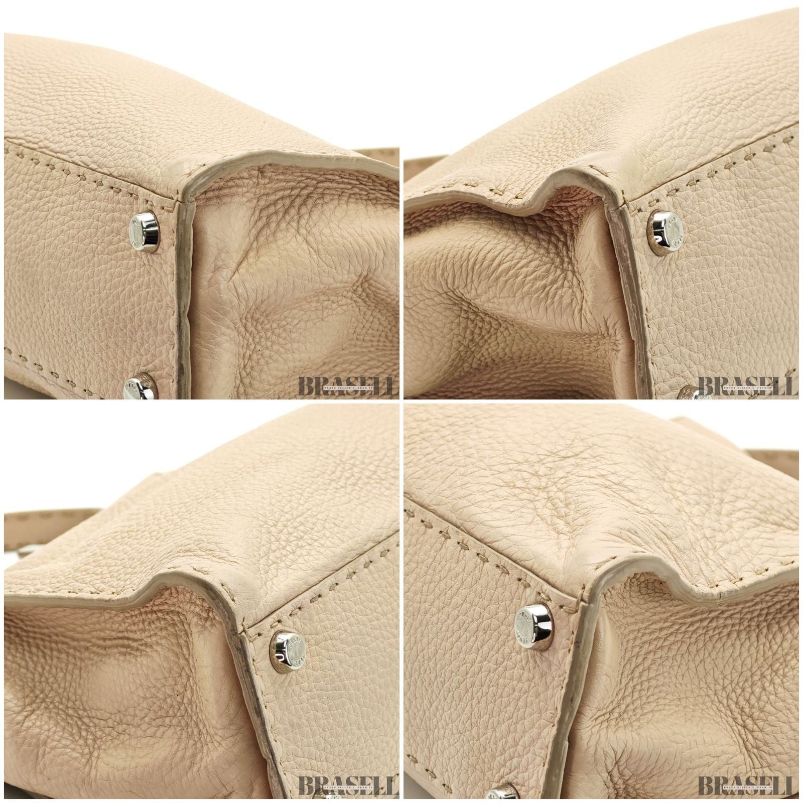 Fendi Regular Peekaboo Selleria 8BN226 Handbag Shoulder Bag 2Way Beige