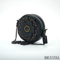 COACH Tea Rose Crossbody Bag CE782 Flower Round Shoulder Bag Black Women’s