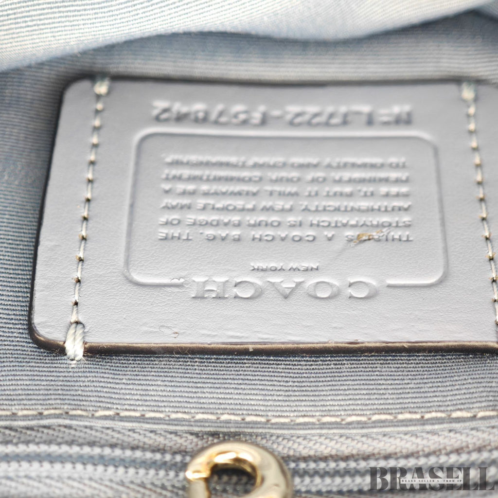 COACH Luxury Signature Tote Bag Beige/Blue for Women