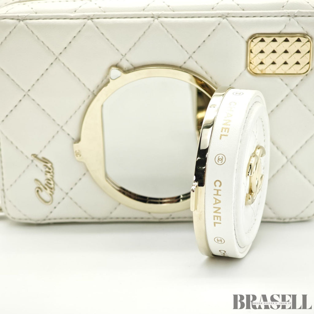 Chanel Matelassé Camera Bag AS4817 Shoulder Bag Compact With Mirror White
