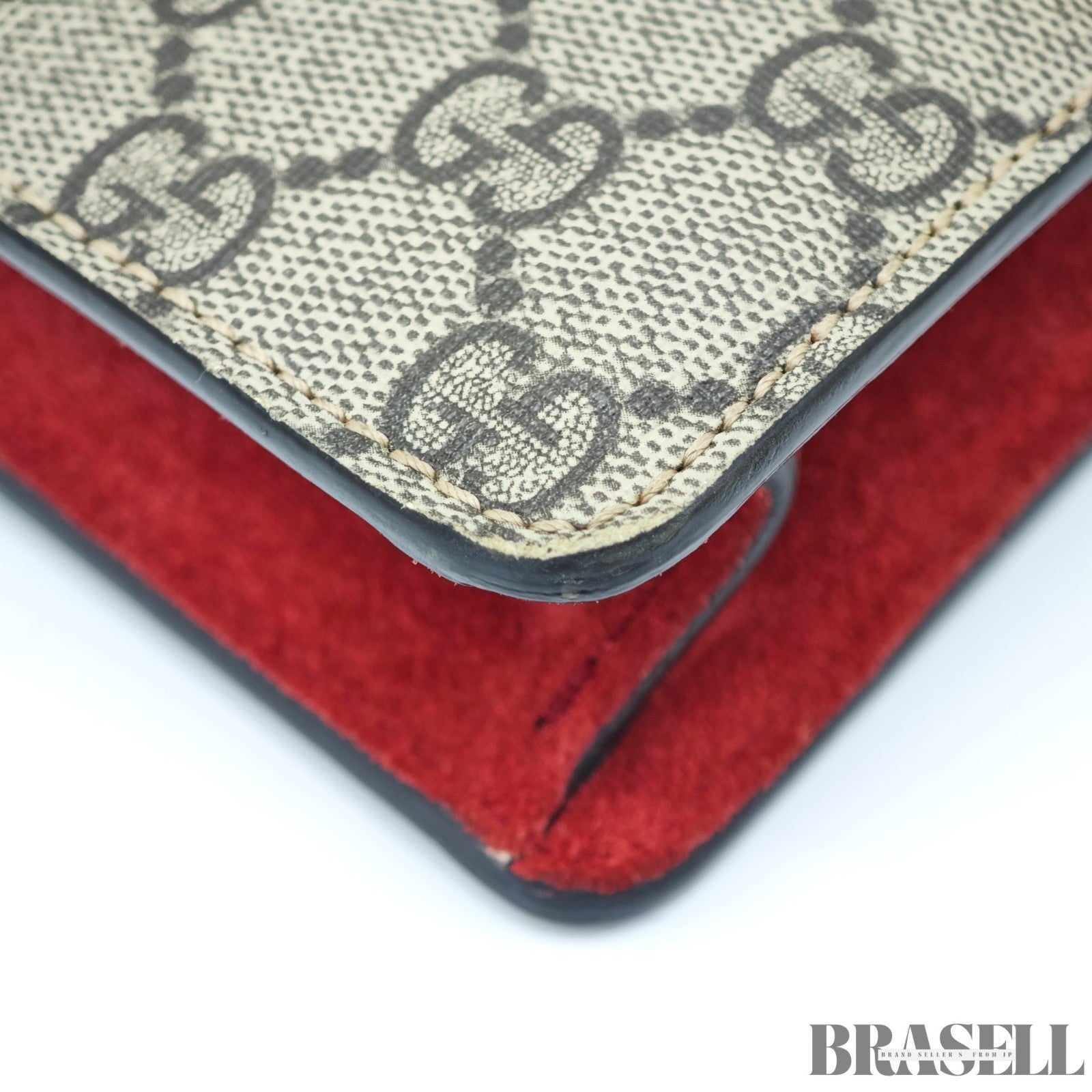 GUCCI Dionysus Mini Chain 421970 GG Supreme Suede Beige/Red