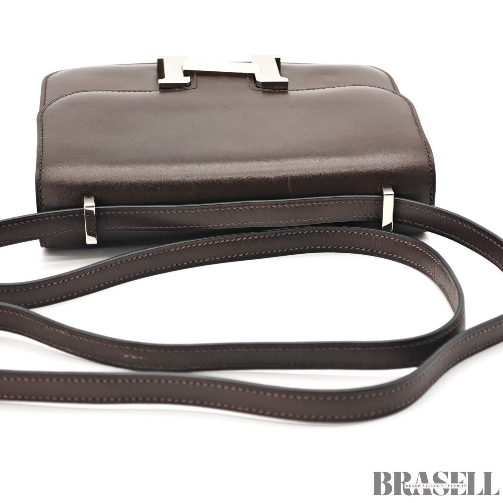 HERMES Constance 3 Mini Shoulder Bag Vos Swift Chocolate Silver Hardware