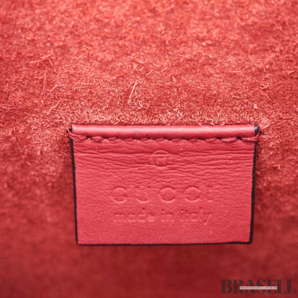 GUCCI Dionysus Mini Chain 421970 GG Supreme Suede Beige/Red