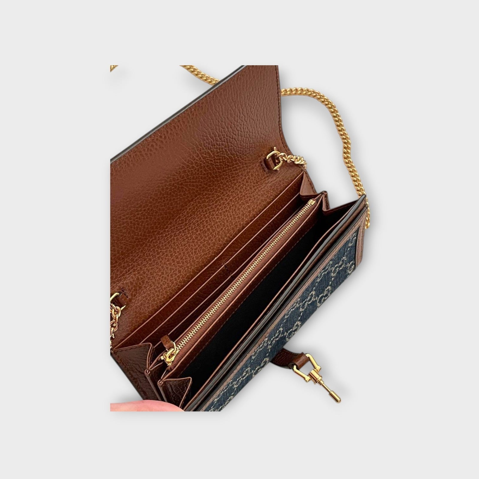 GUCCI Jackie Chain Wallet 1961 Indigo Blue