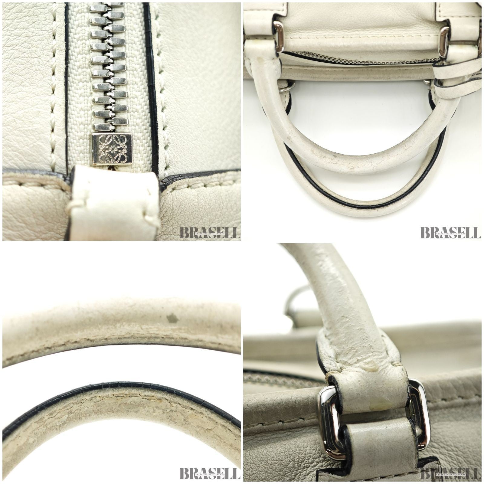 Loewe Amazona 23 A039N07X02 Handbag Shoulder Bag 2Way Pearl Gray Leather
