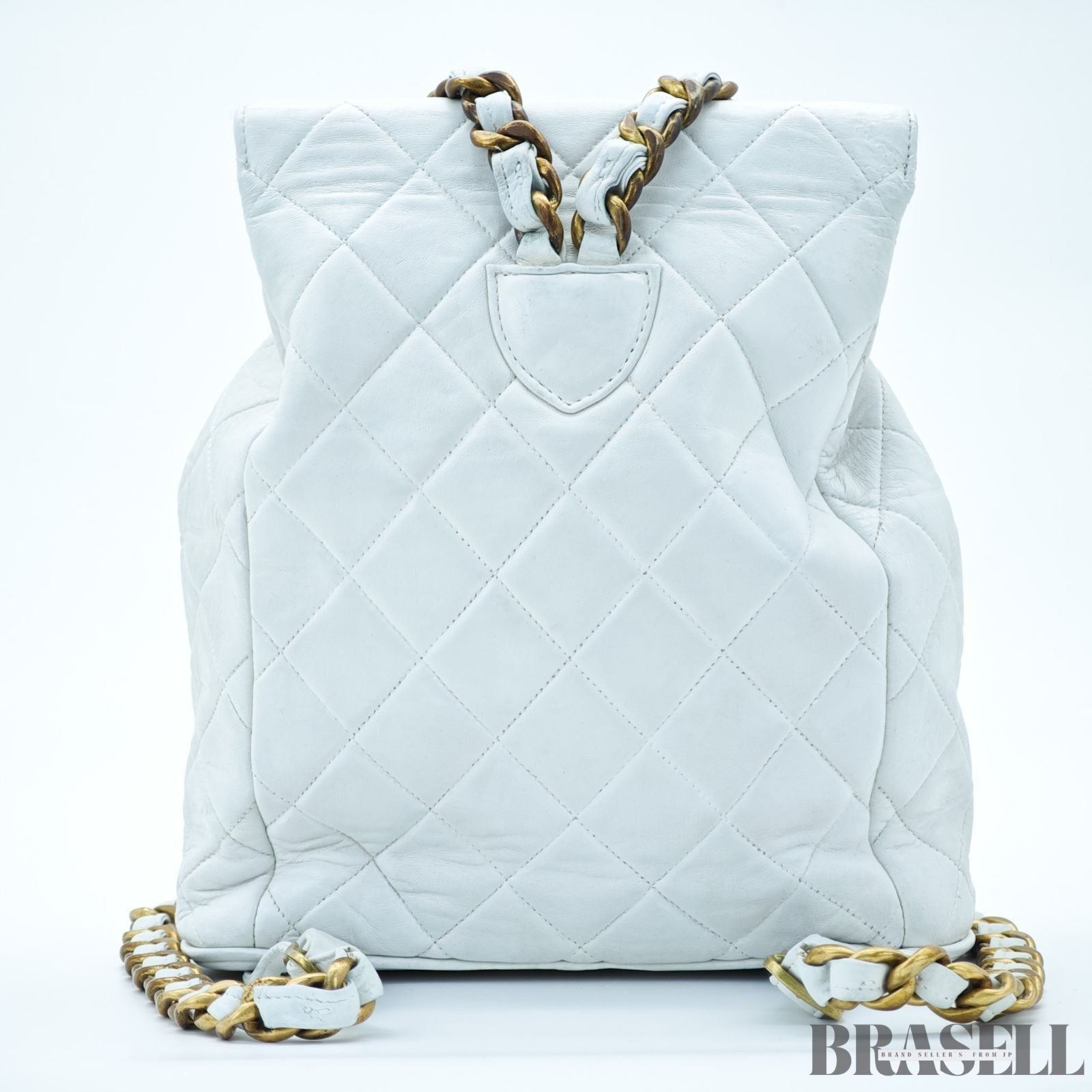 Chanel Matelassé Chain Backpack White Rucksack Bag Women Gold Hardware
