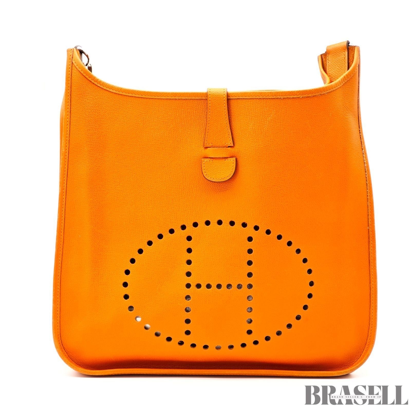Hermes Evelyn PM Orange Toryon Clemence Crossbody Shoulder Bag w/Dust Bag Strap