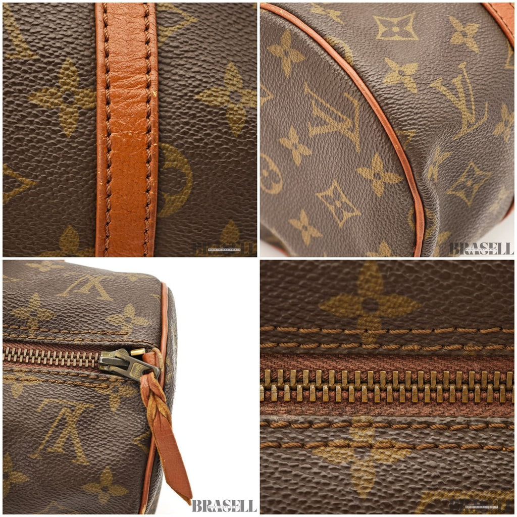 Auth Louis Vuitton Monogram Papillon GM M51365 Handbag Tote Bag Brown w/Poach