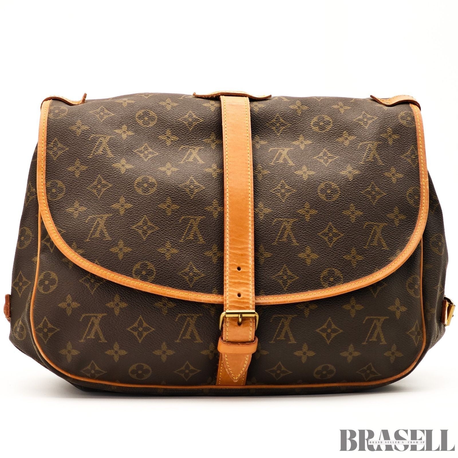 Louis Vuitton Saumur 35 M42254 Shoulder Bag Monogram Canvas Leather Brown Women
