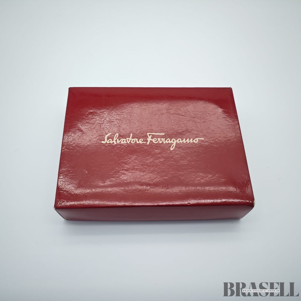 Salvatore Ferragamo Vara Ribbon 22-3054 Embossed Compact Shoulder Bag Black