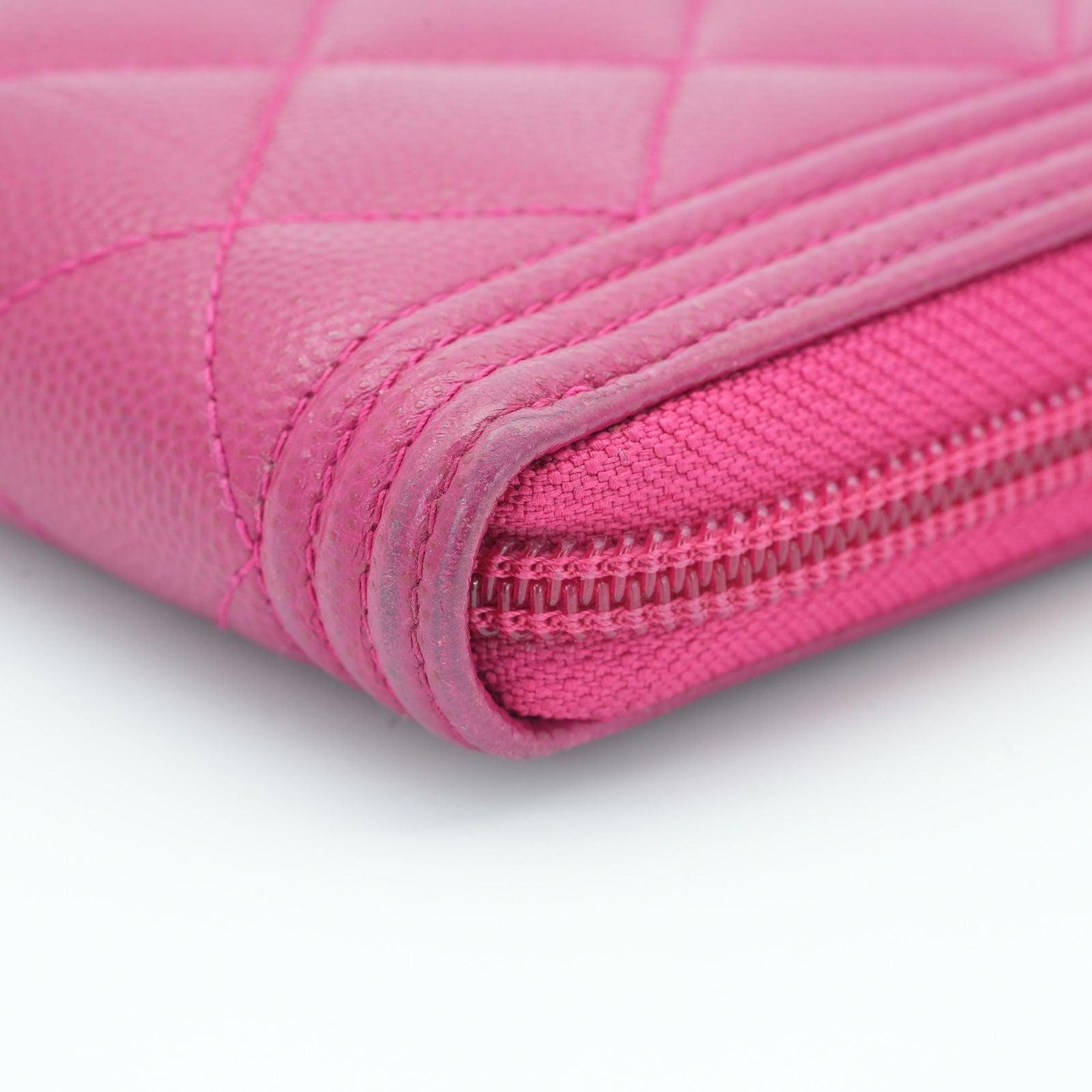 CHANEL Boy Chanel Caviar Leather Long Wallet Pink Women's 23 Series