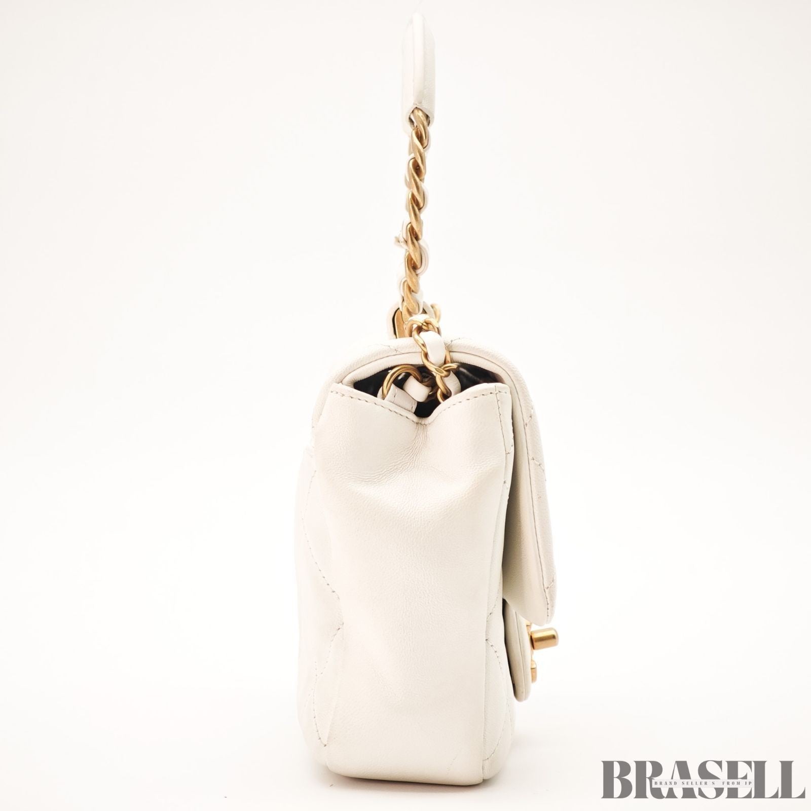 CHANEL Matelassé Top Handle Bag Handbag Shoulder Bag 2Way Lambskin White