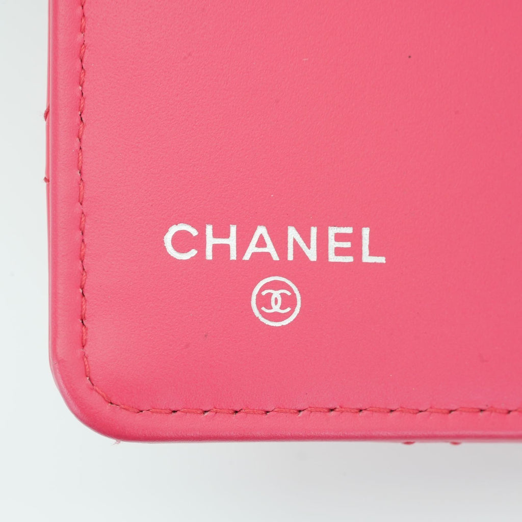 CHANEL Matelasse Long Wallet Enamel Pink Women's