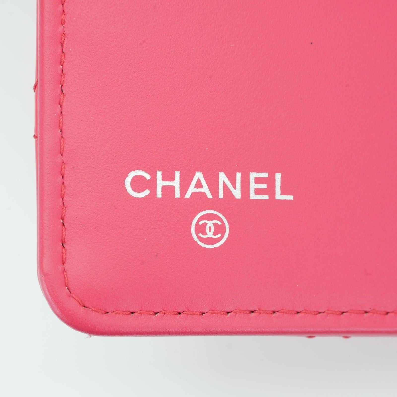 CHANEL Matelasse Long Wallet Enamel Pink Women's