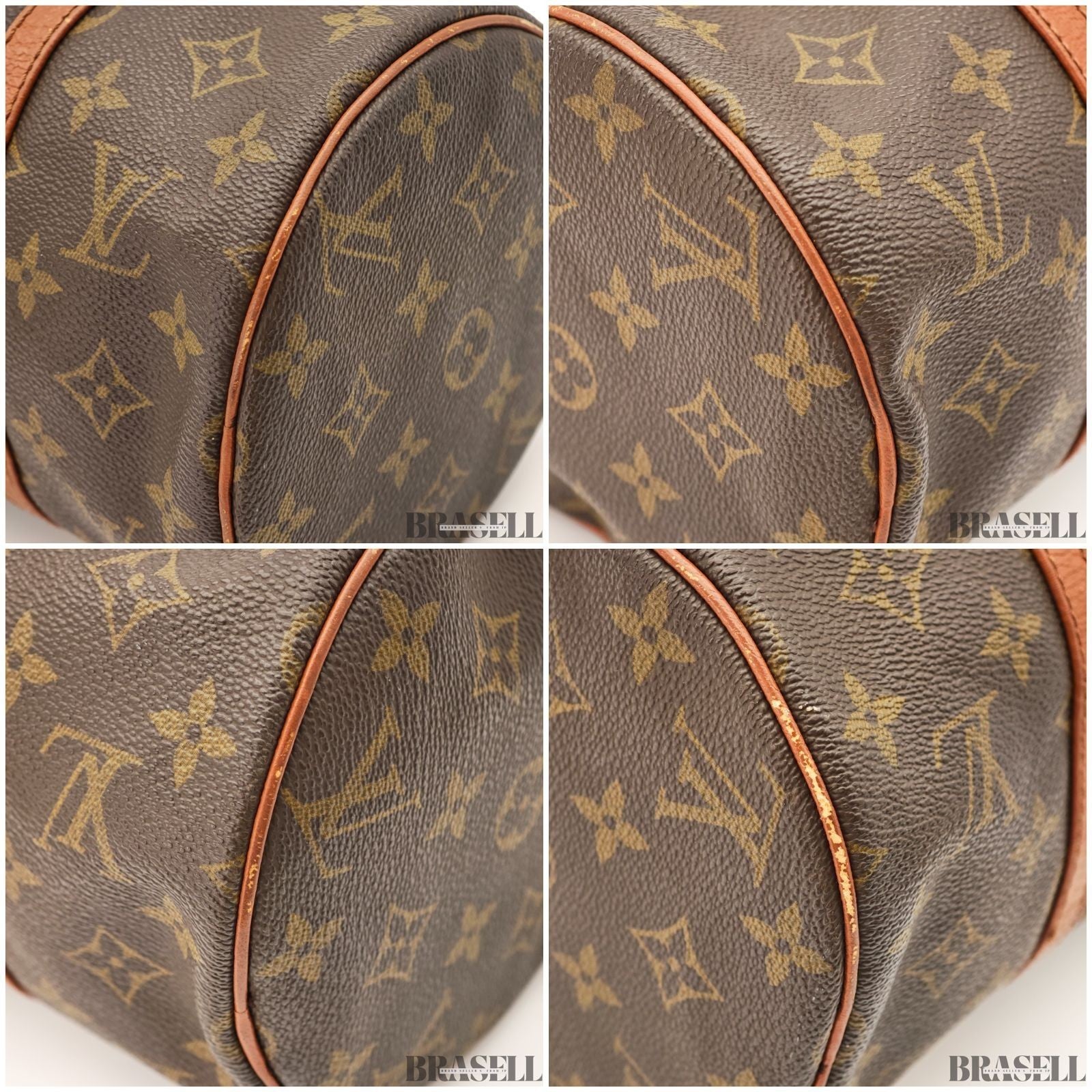 Auth Louis Vuitton Monogram Papillon GM M51365 Handbag Tote Bag Brown w/Poach
