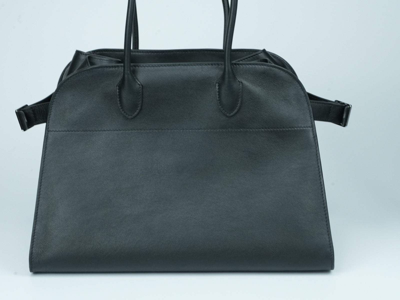 The Row Soft Margaux 15 Bag in Black saddle leather