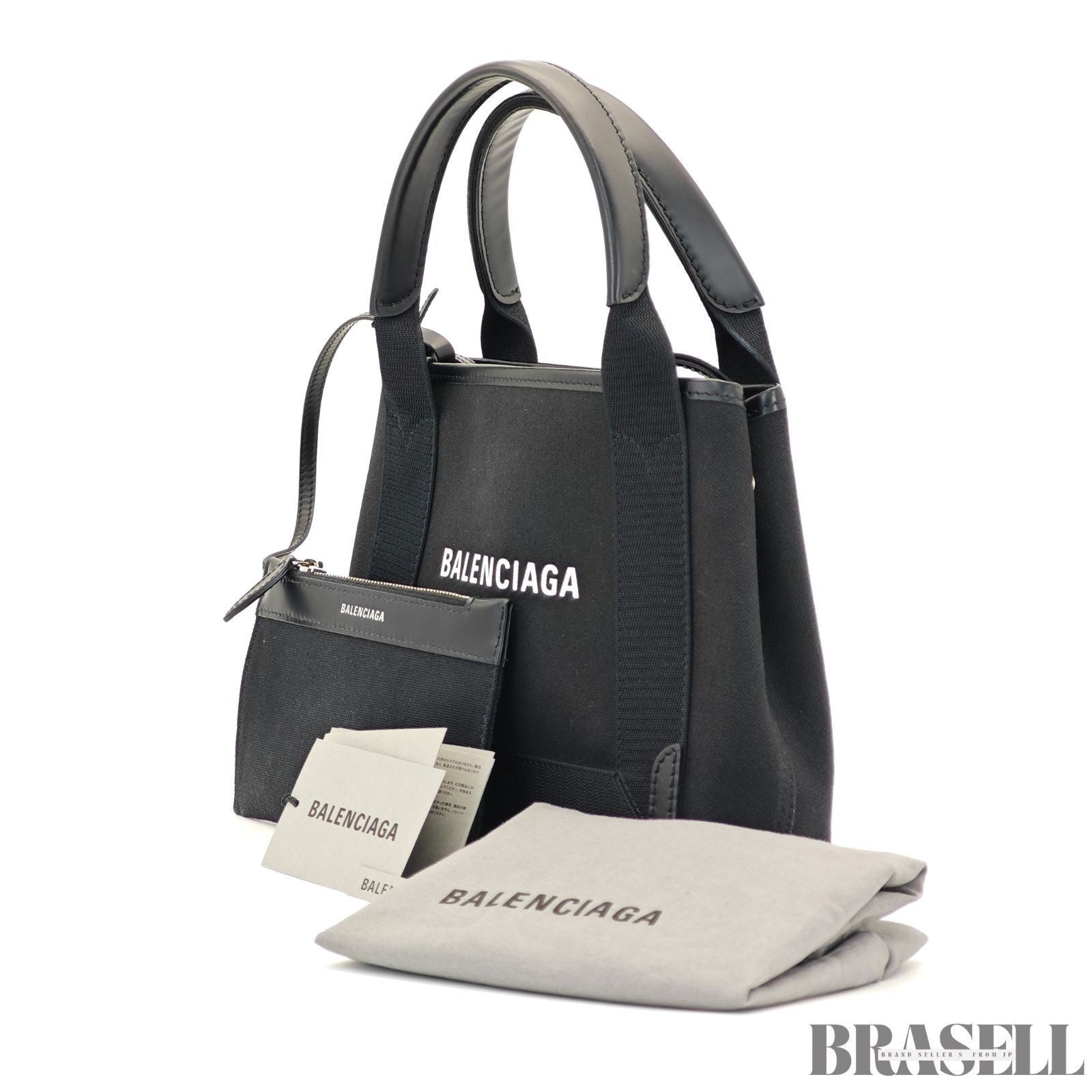 BALENCIAGA Navy Cabas XS 390346-1000 Handbag/Shoulder Bag 2-Way Black