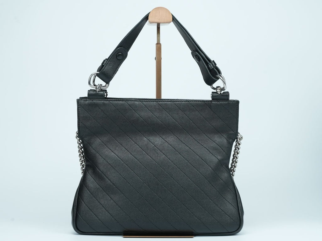 GUCCI Blondie Tote Bag 751518 Black Leather 2-Way Chain Shoulder Bag