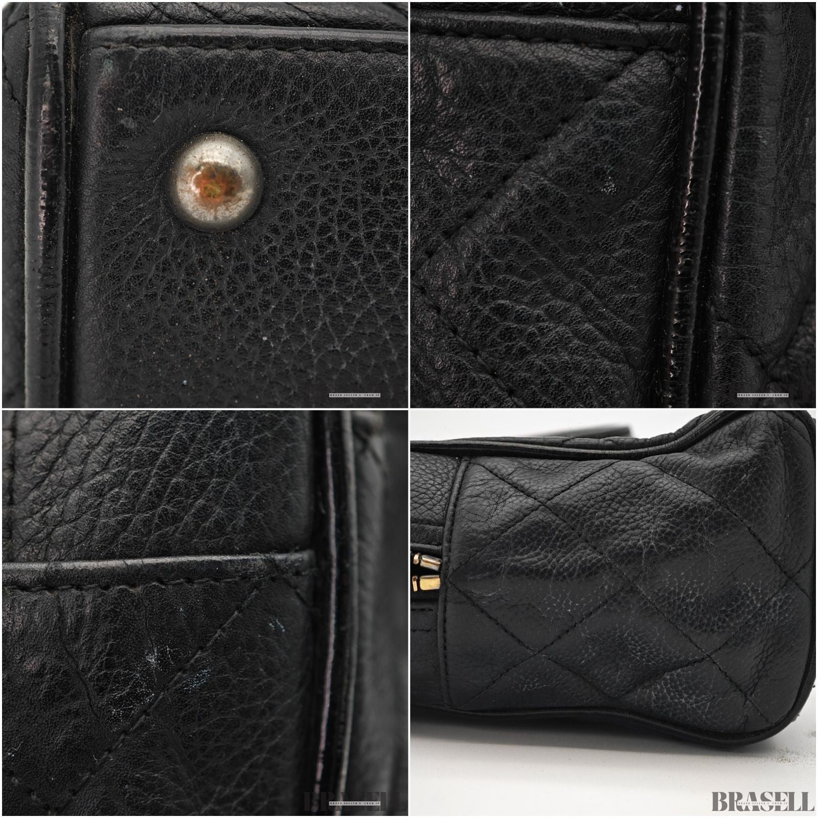 CHANEL Matelassé Caviar Leather Mini Boston Handbag Black with Guarantee Card