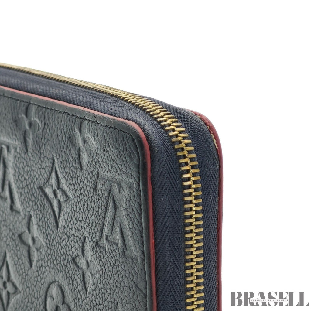 Louis Vuitton Monogram Empreinte Zippy Wallet Marine Rouge Leather M62121 Navy