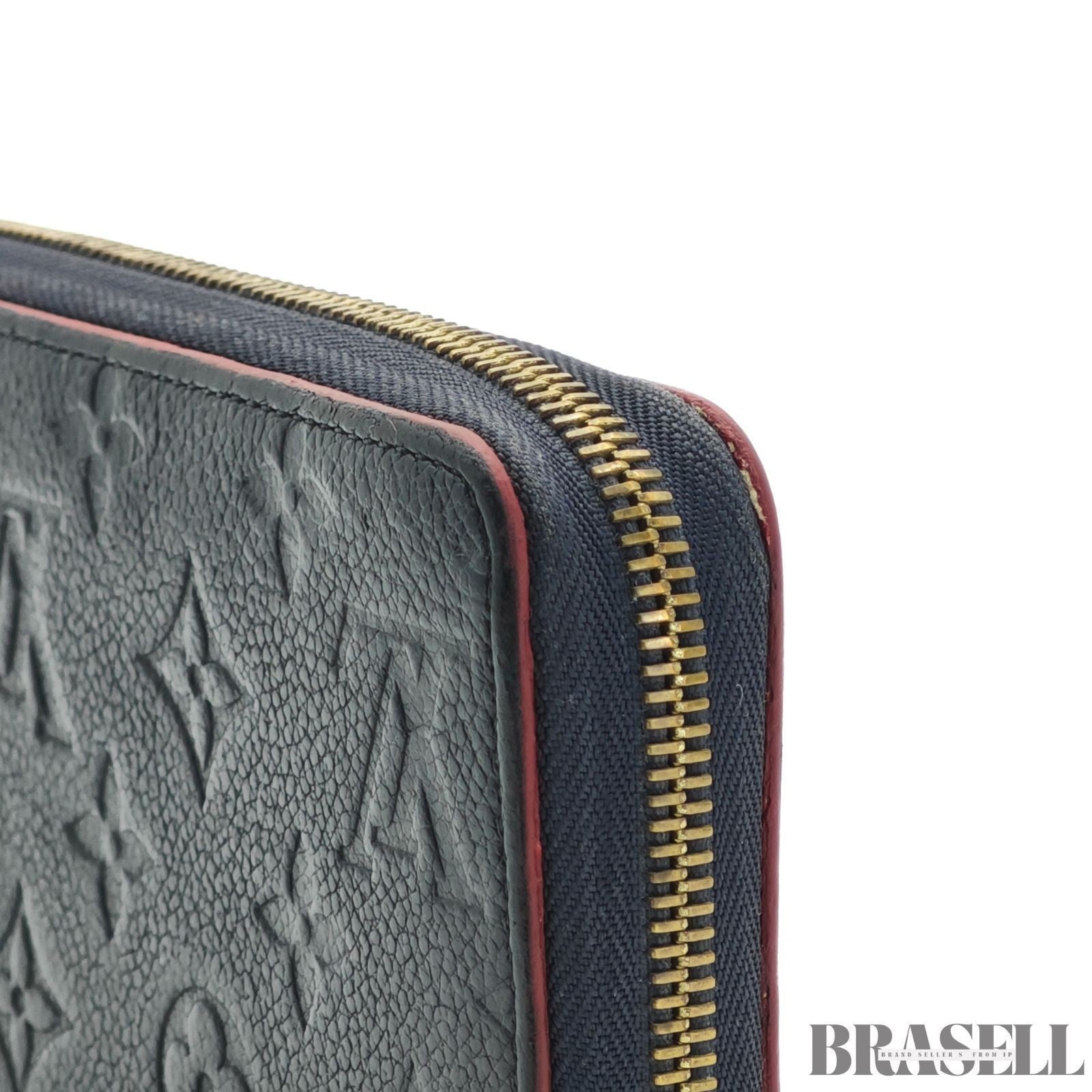 Louis Vuitton Monogram Empreinte Zippy Wallet Marine Rouge Leather M62121 Navy