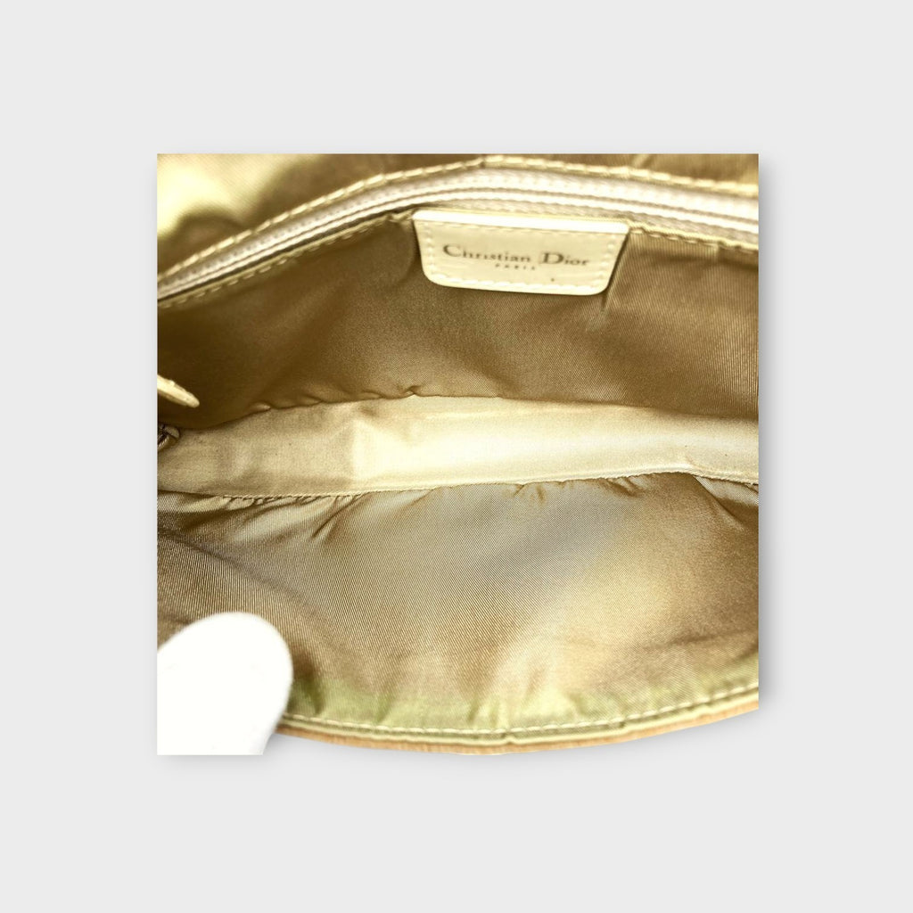 Dior Handbag Tote Bag Beige Haircalf Leather PVC Malice Pearl Magnet 【B】