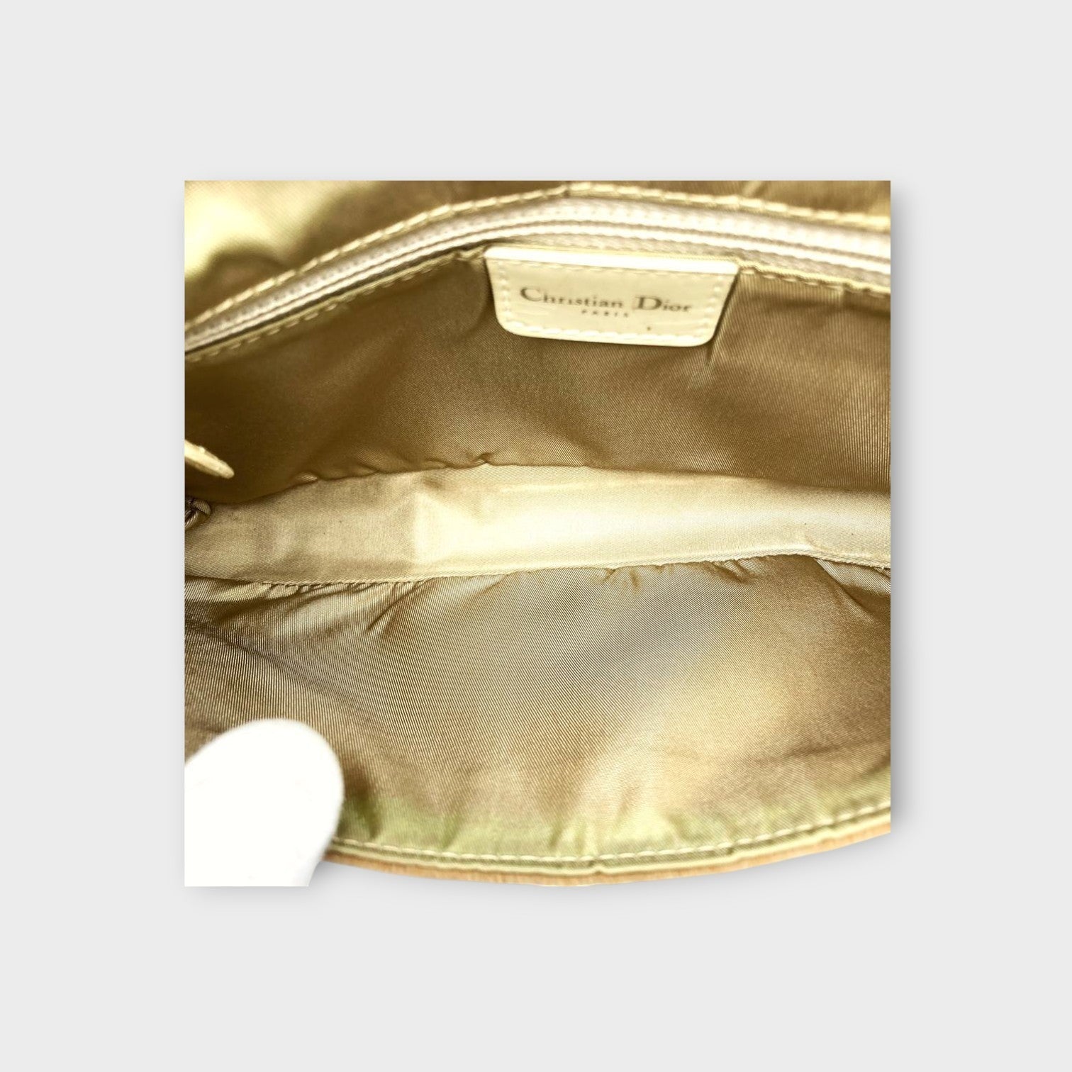 Dior Handbag Tote Bag Beige Haircalf Leather PVC Malice Pearl Magnet 【B】