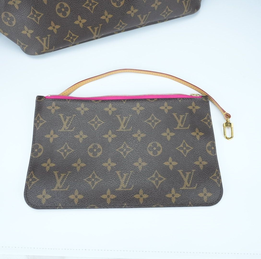LOUIS VUITTON Monogram Neverfull MM Pivoine Tote Bag with Pouch M41178