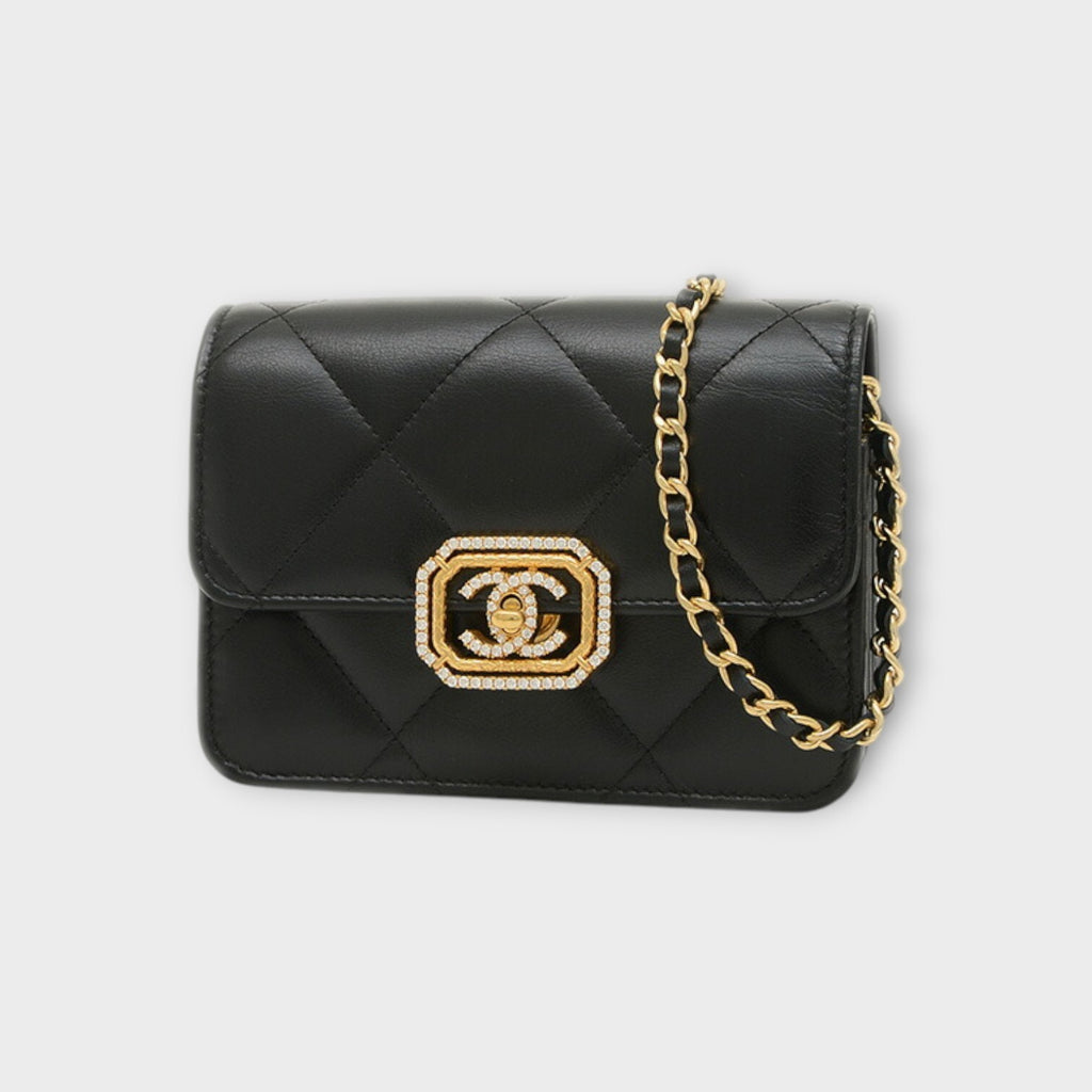 Chanel Matrasse mini flap bag in calfskin with black gold hardware AS3720